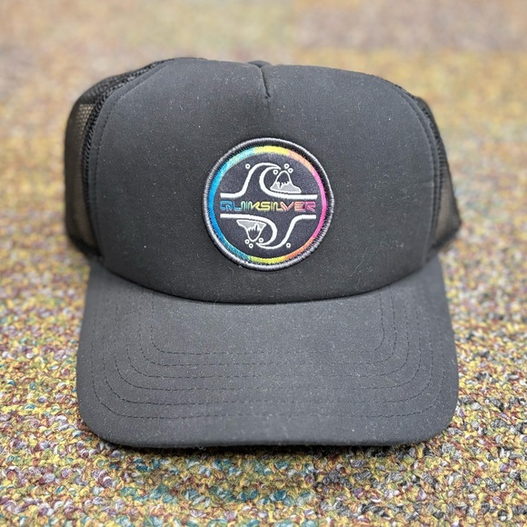 NEW! Quicksilver hat OSFA black SnapBack trucker mesh cap - Picture 1 of 8